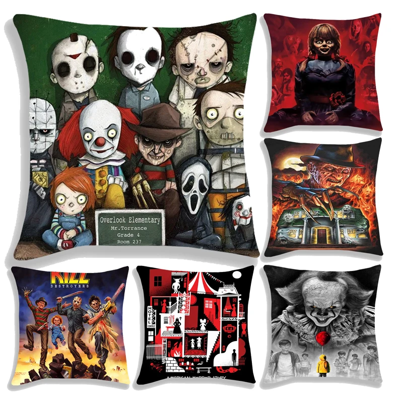 Chucky Michael Myers Jason Pillow Case American Horror Story AHS 1984 Cushion Cover Living Room Halloween Decoration