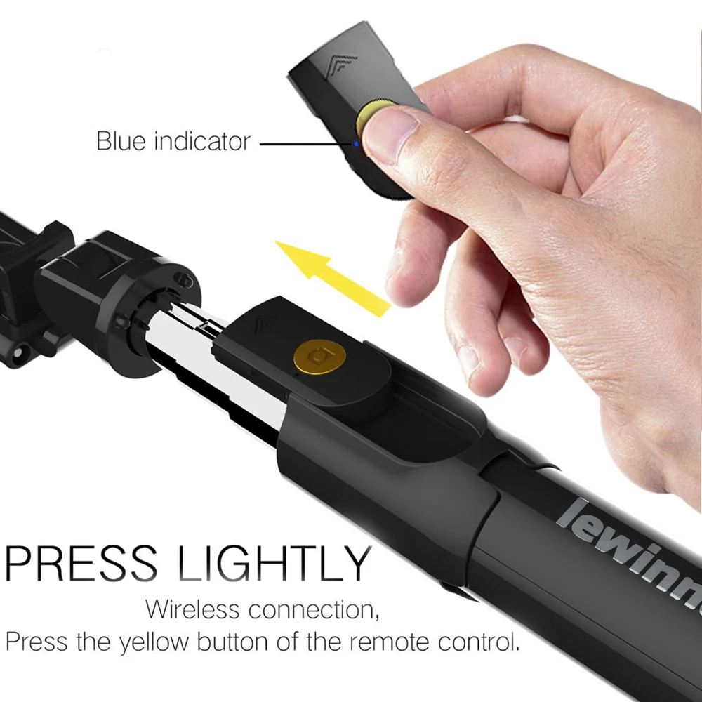Lewinner 3in1 Bluetooth Không Dây Gậy Chụp Hình Selfie Stick Cho Iphone/Android Có Thể Gấp Gọn Cầm Tay Monopod Chụp Từ Xa Ổ Cắm Kéo Dài Cao Cấp Chân Máy Mini