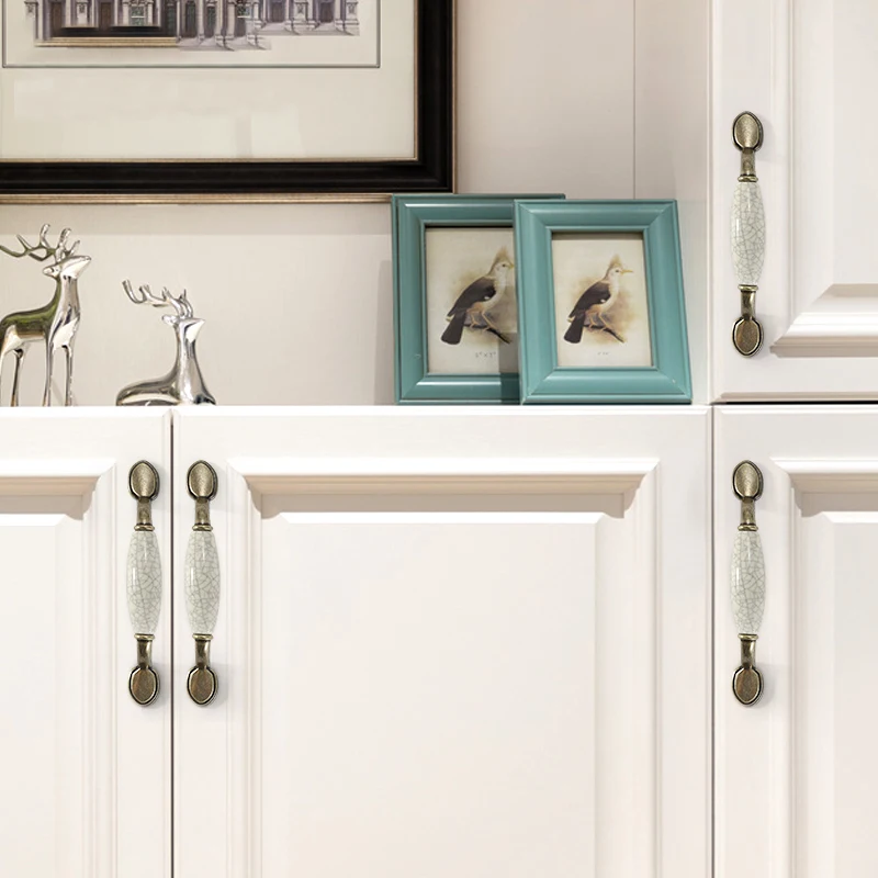 Ceramic Door Handles Antique Crack Kitchen Cabinet Handles Vintage Handles Knobs and Pulls Metal Furniture Handles Drawer Pulls