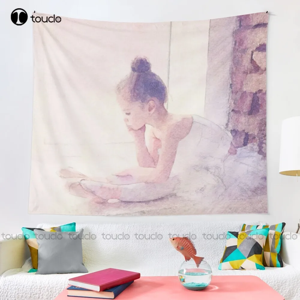 Little Ballerina Waiting To Dance Tapestry Horizontal Tapestry Blanket Tapestry Bedroom Bedspread Decoration Art Home Decoration