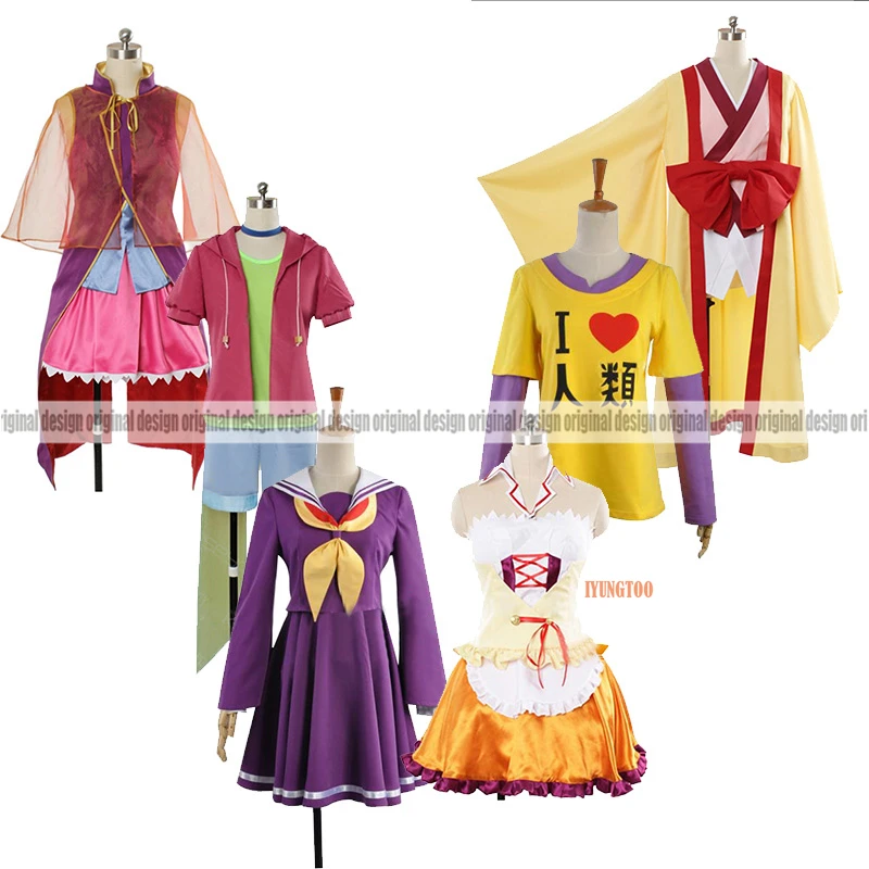 

No Game No Life Sora and Shiro Stephanie Dola Jibril Clothing Cosplay Costume,Customized Accepted