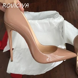 ROVICIYA-zapatos de tacón alto para mujer, calzado de punta estrecha, rojo, negro, amarillo, fiesta, boda, QP067