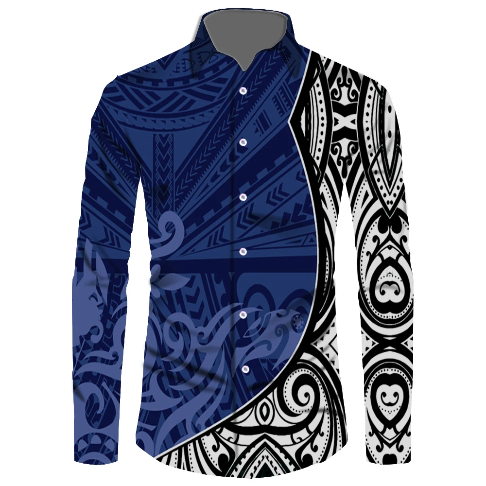 Camisa con estampado samoano para hombre, ropa informal de marca de lujo, de manga larga, gran oferta, 1 unidad, 2021