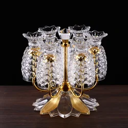 Metal Cup Holder Home Drinking Glass Drain Rack Living Room Embedded Glass 6 Cups Storage Rack Cup Six-piece Set with Holders