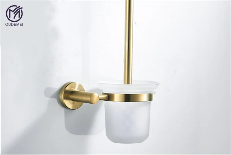 

Glod Brushed Nickel SUS 304 Stainless Steel Nail Wall Mounted Bathroom Accessories Toilet Brush Holder