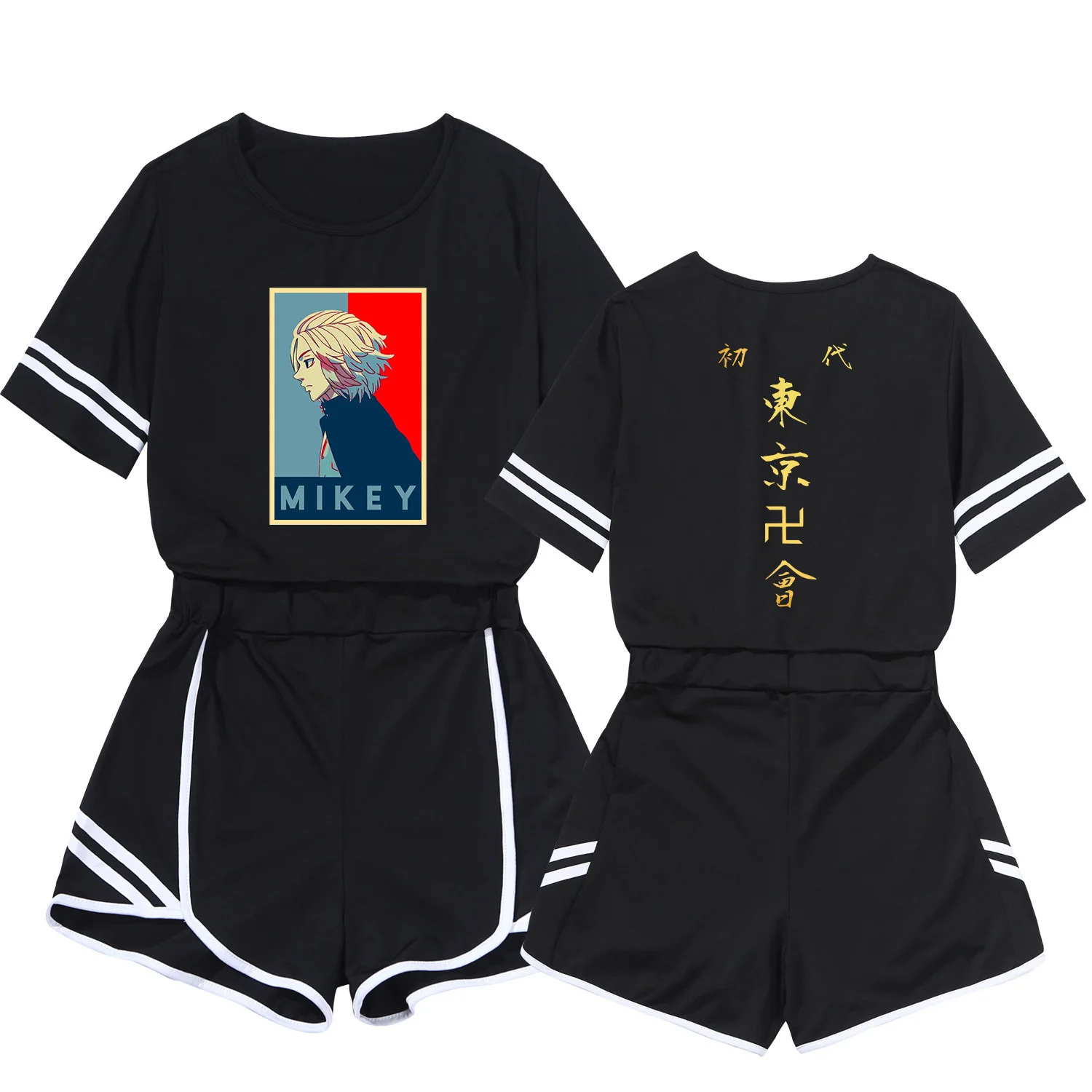 Tokyo Revengers Crop Short Suit Anime Cosplay Sweet Style T-Short Pants Two Piece Set Casual Tracksuit Outfit Summer Matching