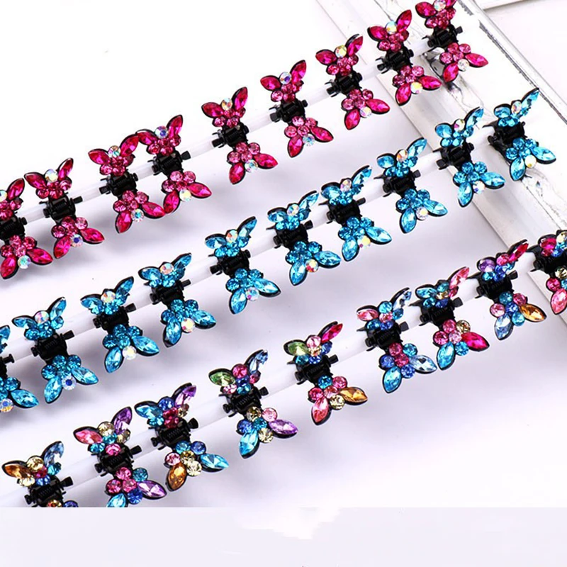 12PCS/Lot Girls Small Cute Crystal Butterfly Metal Hair Clips Headband Hairpins Hair Oranment Fashion Hair Accessories