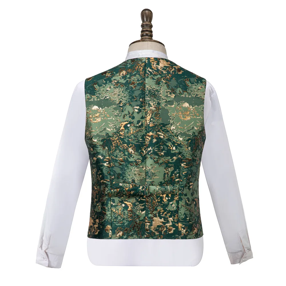 Gwenhwyfar 2026 New Designed Camouflage Men Vest Top Quality Dark Green Lapel Groom Party Prom Wear Waistcoat Fashion Men Vest