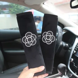 Creative Camellia Flower Ice Silk Car Gear Shift Cover Auto Shifter Hand Brake Car SeatBelt Cover Car Interior Accessories