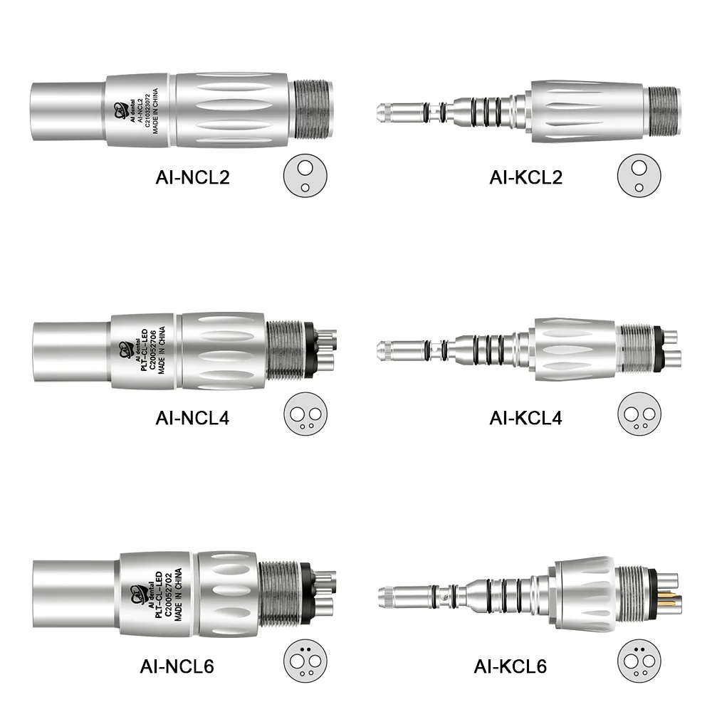 AI-KCL6/4/2, NCL6/4/2 Dental Accessories 2 4 6 Holes N or K Quick Coupling LED Coupler Use for Air Turbine Handpiece Equipment