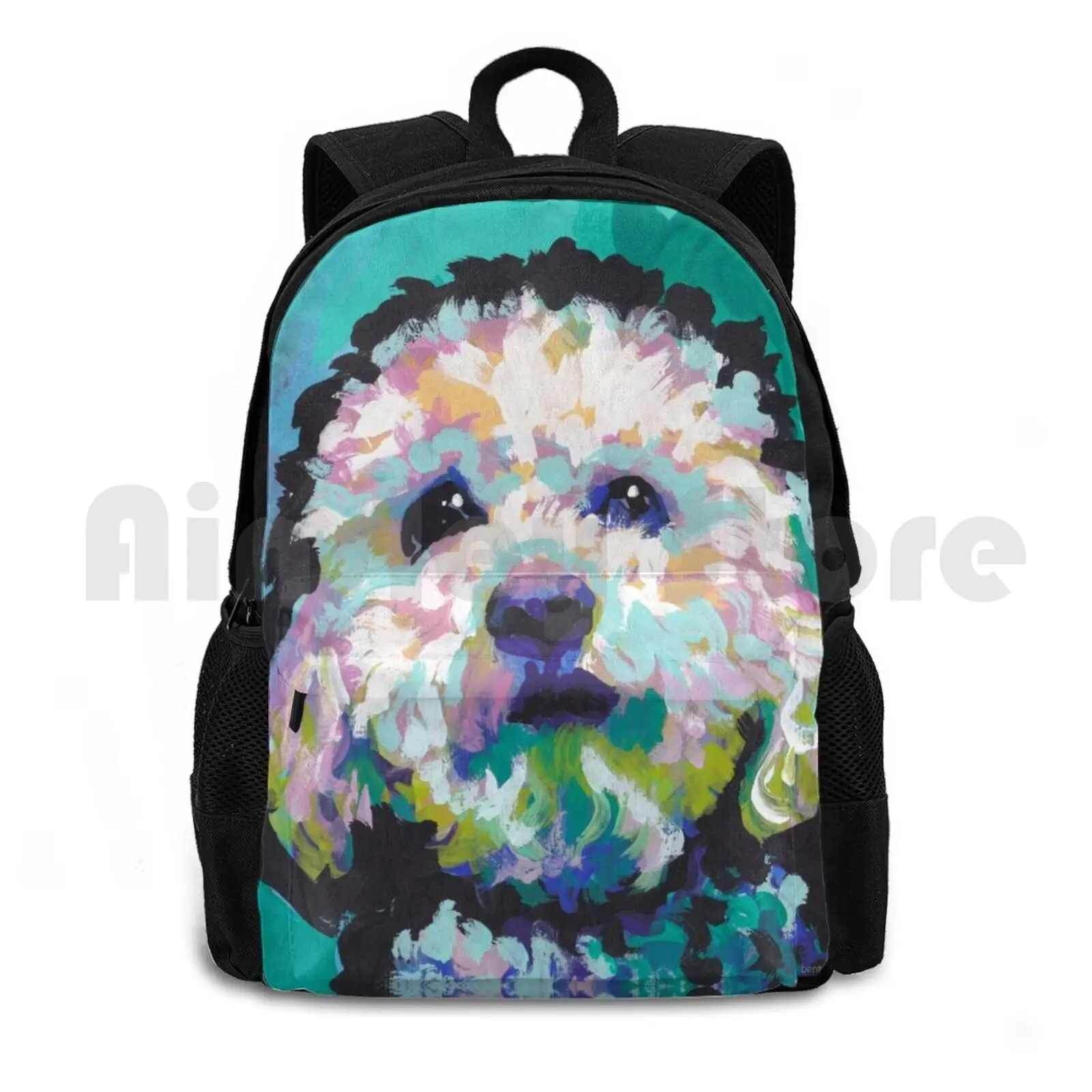 Poodle Maltipoo Dog Bright Colorful Pop Dog Art Outdoor Hiking Backpack Waterproof Camping Travel Toy Poodle Miniature Poodle