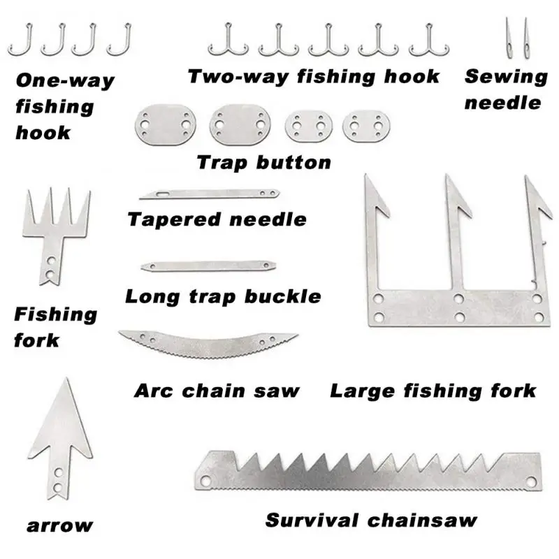 Outdoor EDC Stainless Steel Fishing Hook Card Portable Fishing And Hunting Multi-function Tool Card EDC Camping Survival Card