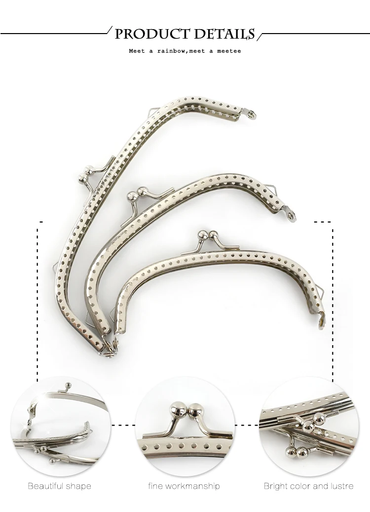 5/10Pcs Silver Smooth Metal Bags Handle 10/12/15cm Purse Frame for Handbag Wallet Clourse Sewing Brackets DIY Bag Accessories