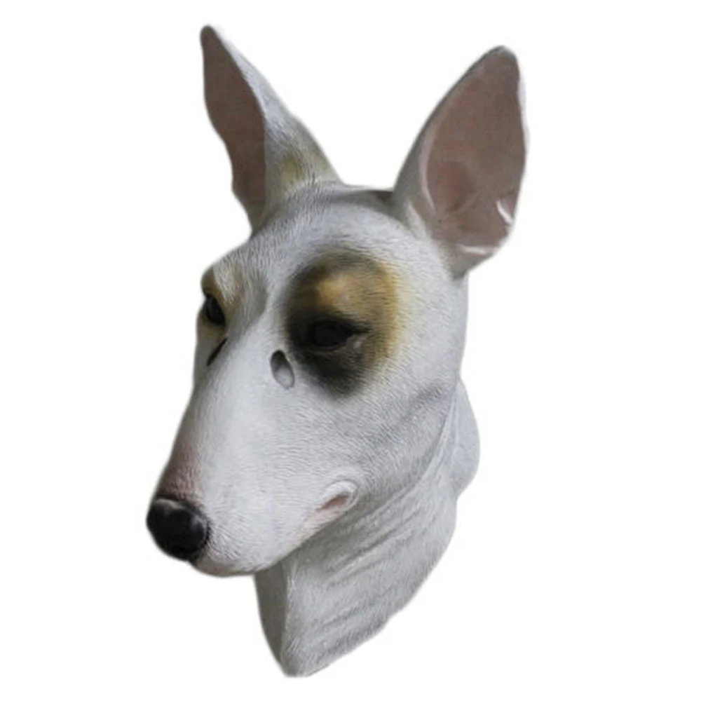 English Bull Terrier Mask Dog Latex Overhead Animal Fancy Dress Canine Halloween Masquerade