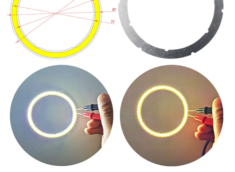 Jährliche Form LED COB Angel Eyes 12V DC 20mm-120mm COB Chip auf Aluminiumplatine Ring LED Kalt Warmweiß Lichtquelle für DIY Glühbirne – Detail 11
