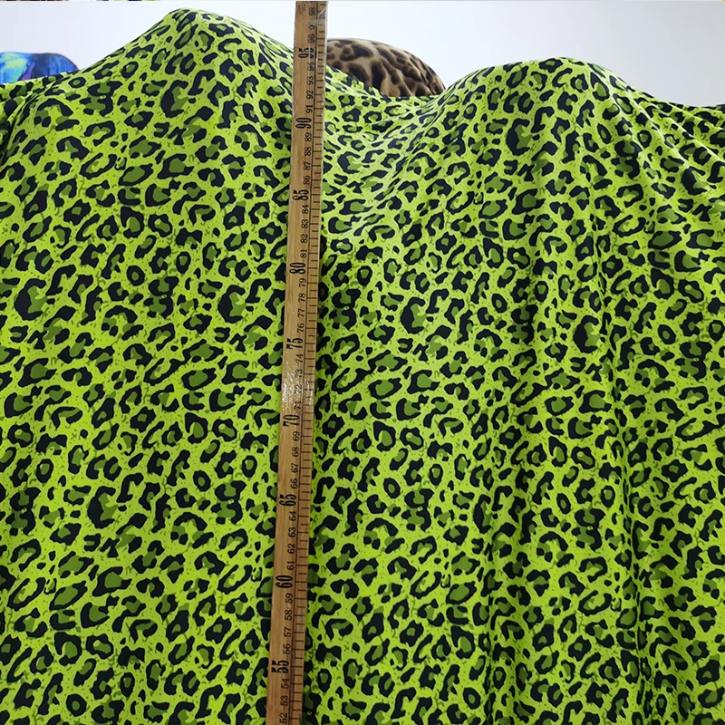 Good,Milk Silk,Fruit green Knit Cotton/Spandex Fabric,4 Way Elastic,Leopard Pattern Print,Diy,Sewing Dress Sexy Clothing,Pants