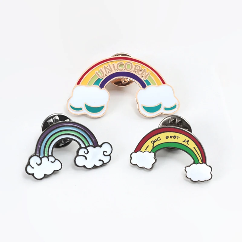 Mini Rainbow Clouds Enamel Pins Cartoon Colorful Brooches Bag Clothes Metal Lapel Pin Badge Weather Jewelry Gift for Kids Girls