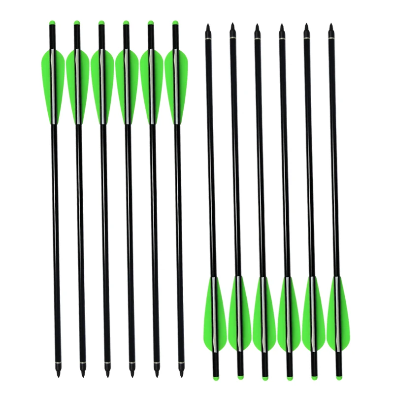 12pçs parafusos de besta flechas de alumínio, 16 "-22" flecha lua nock, mudança de ponto de grão 125 ponto para arco de caça ao ar livre tiro com arco