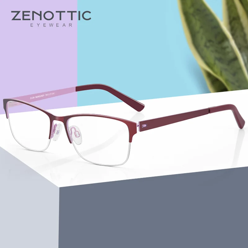 

ZENOTTIC Metal Glasses Frame Men Ultra-light Half Rim Square Optical Spectacles Women Business Myopia Eyeglasses Frames