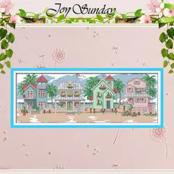 Seaside Villages Patterns Counted Cross Stitch Set DIY 11CT 14CT 16CT Stamped DMC Cross-stitch Kit Embroidery Needlework Crafts