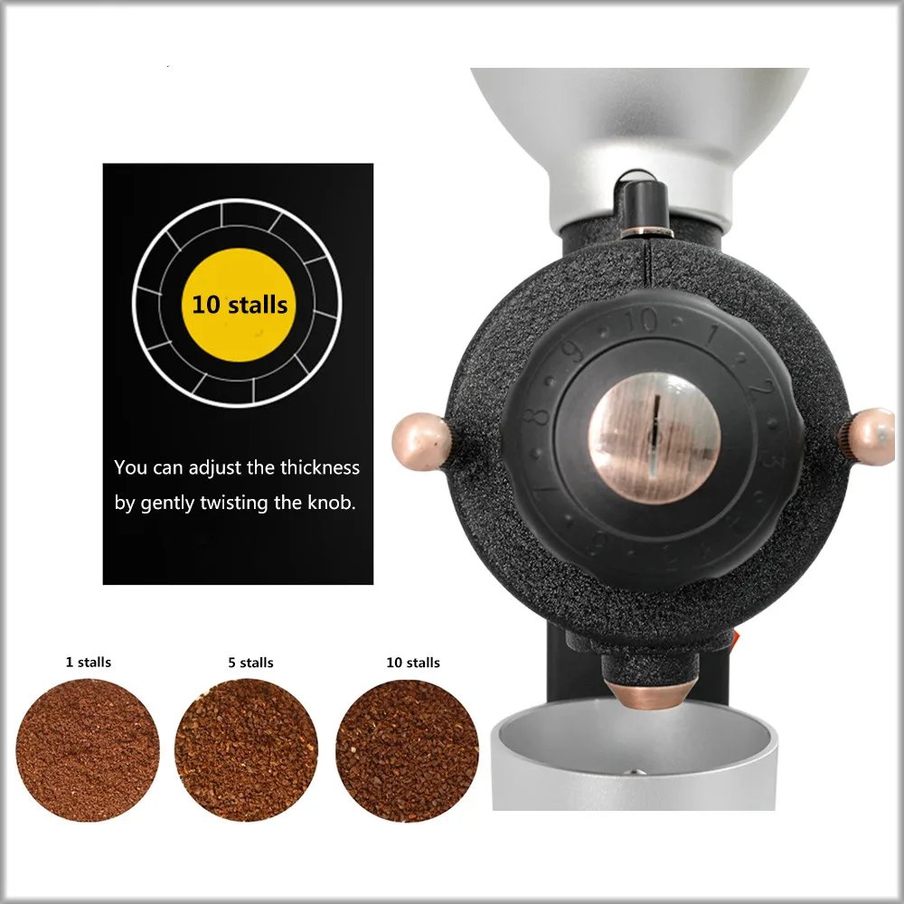 110V-220V جديد القهوة الكهربائية طاحونة شبح الأسنان شقة عجلة لدغ طحن potu 10 سرعة التحول سمك 200W 8 سرعات