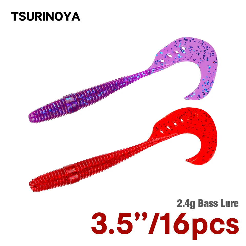 TSURINOYA Soft Fishing Lures 85mm 2.4g Wobblers Soft Bait Swimbait Curved Tail Grub Silicone Artificial Carp Fishing Tackle