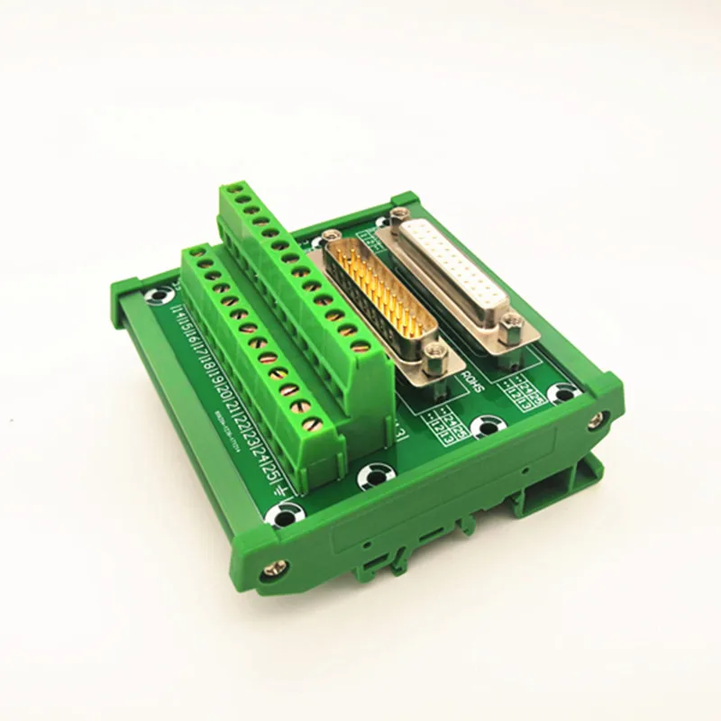 DIN Rail Mount D-SUB DB25 Male and Female Header Breakout Board, Terminal Block, Connector.