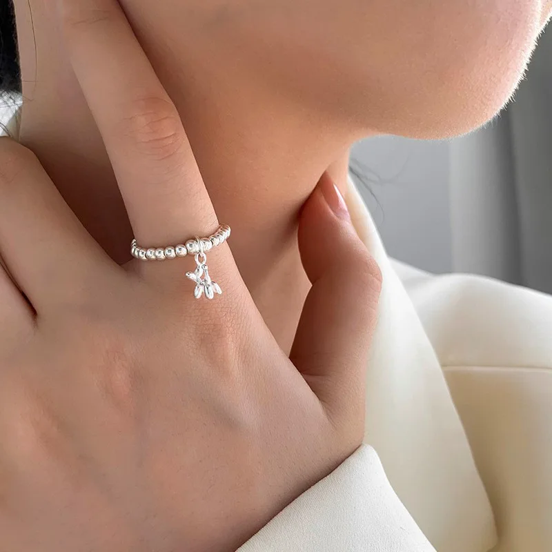 ANENJERY New Fashion Cute Dachshund Dog Adjustable Round Beads Rings For Women Original Fashion Jewelry Party Gifts S-R1180