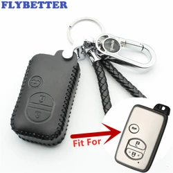 FLYBETTER Genuine Leather 3Button Smart Remote Key Case Cover For Toyota Prado/Crown/Camry/Reiz/Mark X/Majesta/Avensis  L29