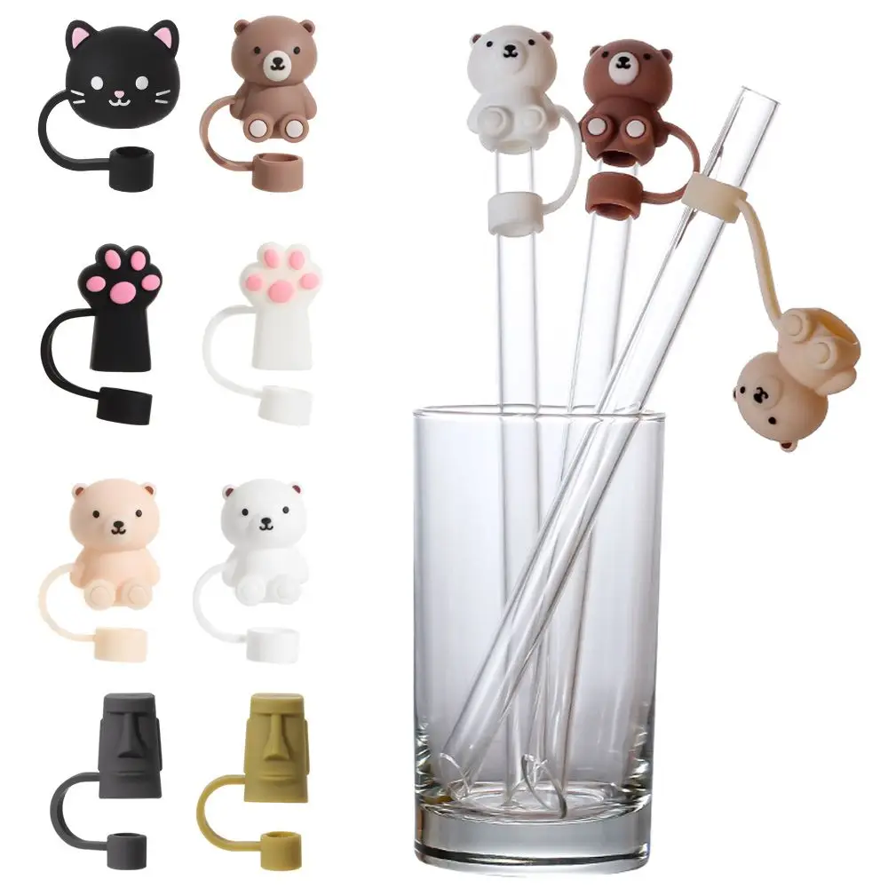 

Creative Splash Proof Dust-proof Reusable Straw Tips Cover Drinking Dust Cap Silicone Straw Plug Cup Accessories