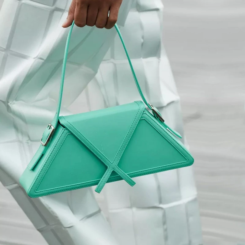 Bolso trapezoidal con paneles para mujer, bolsa de hombro de cuero de alta calidad, a la moda, de diseñador, de marca de lujo, 2022