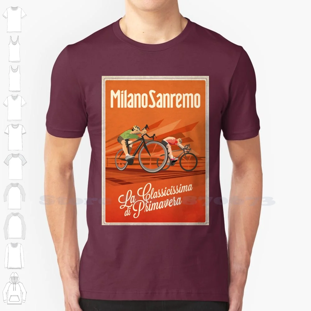 Retro Milan San Remo Cycling Art 100% Pure Cotton T-Shirt Cycling Art Retro Cycling Vintage Cycling Cycling Classic Bicycle Art