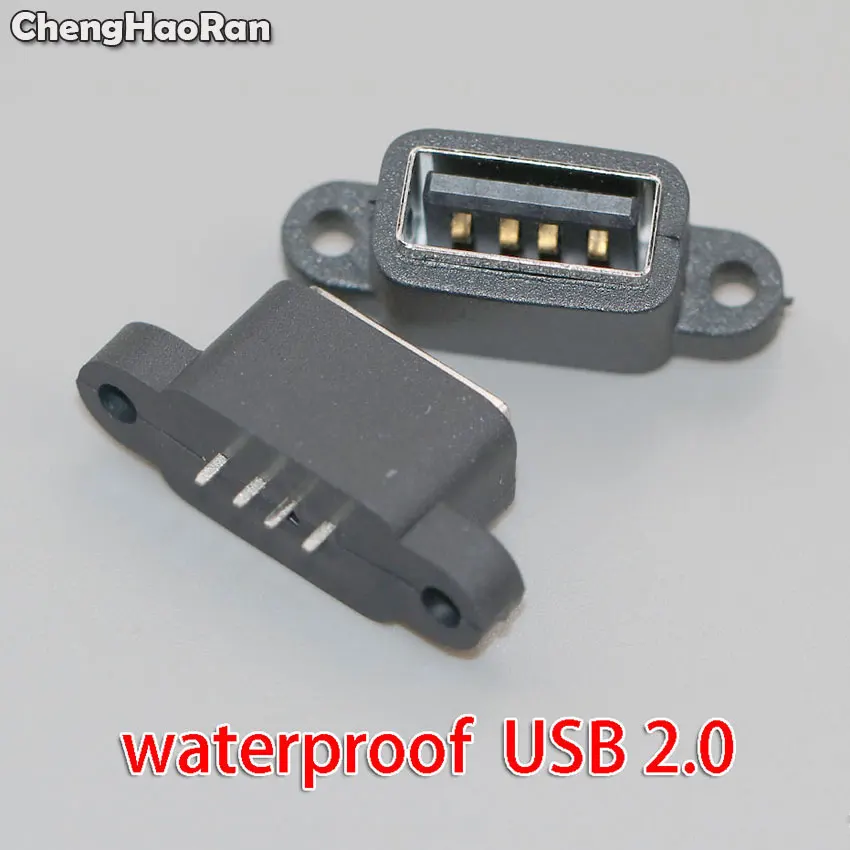 ChengHaoRan 2-10pcs Waterproof Power Plug Dock DIP Female Micro USB Connector Type-C Charging Socket Port USB 2.0 Socket jack