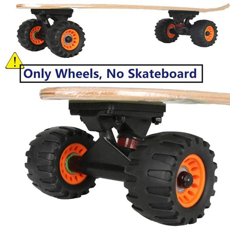 All Terrain Off Road Skateboard Longboard Wheels Road Damping Wheel Dance Board Round (Set of 4 Contains Bearing Sleeve)