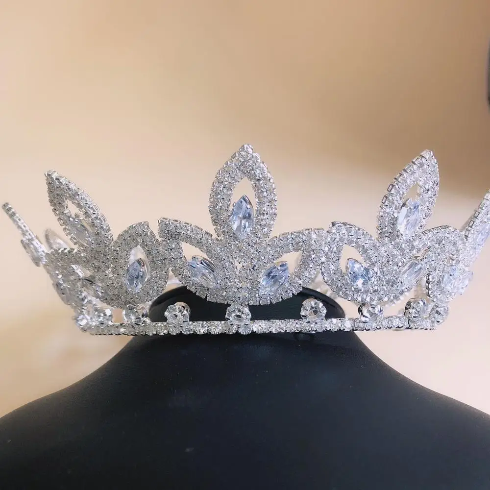 Hot selling fashion crown jewelry exquisite crystal crown geometry maple leaf bride wedding crown Valentine's Day gift