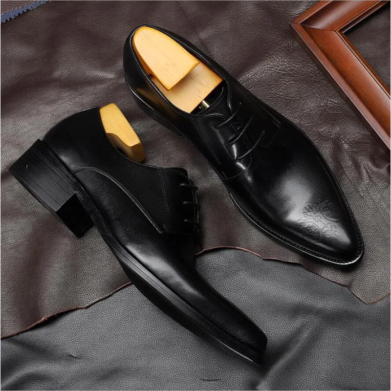 2021 Sipriks Mens Wedding Shoes Pointed Derby Dress Shoe British Italian Handamde Business Career Gents Suit Social Leisure Flat