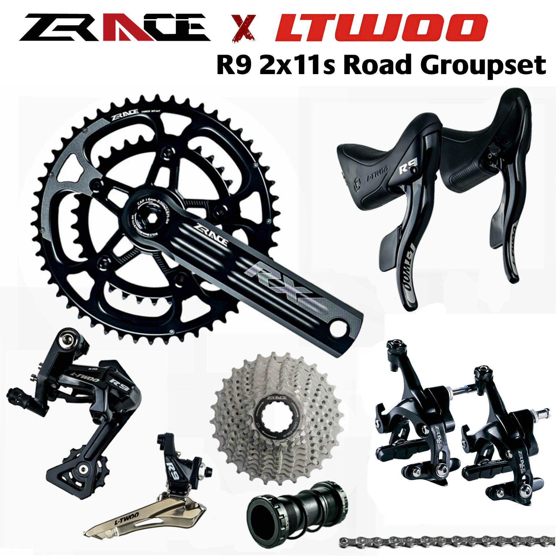 

LTWOO R9 + ZRACE Crank Brake Cassette Chain, 2x11 Speed, 22s Road Groupset, for Road bike Bicycle 5800, R7000