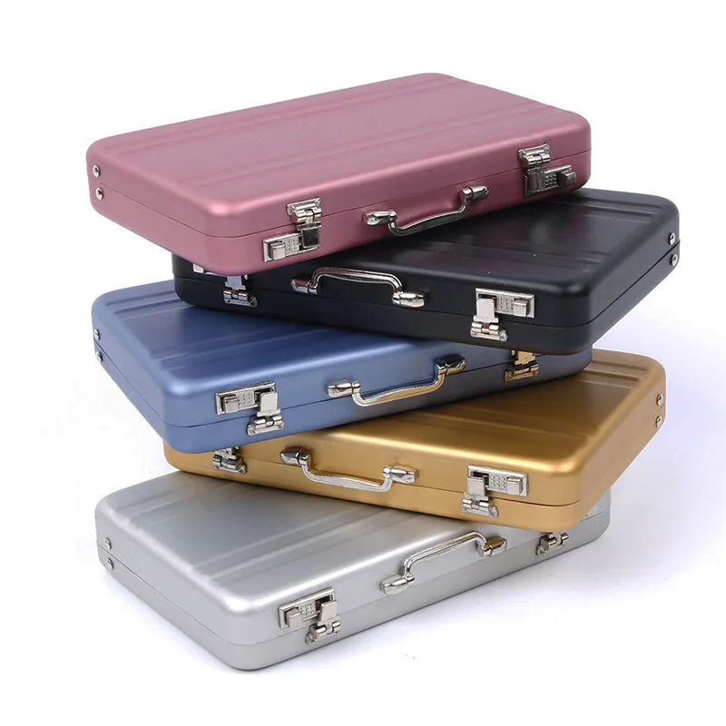 

Creative Mini Briefcase Business Card Case Id Storage Rack Holders Password Aluminium Credit Card Holder