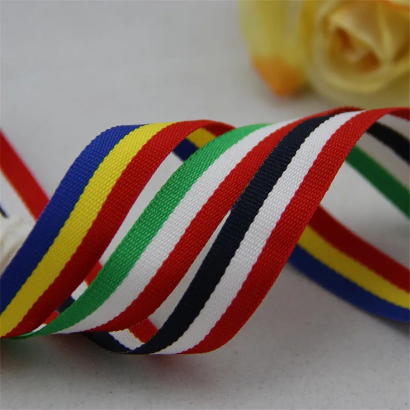 HOT Printed Grosgrain Ribbons for DIY Handmade Tape Gift Box Decoration Clothing Accessories 5 Styles Tricolor Flag Stripes 10mm