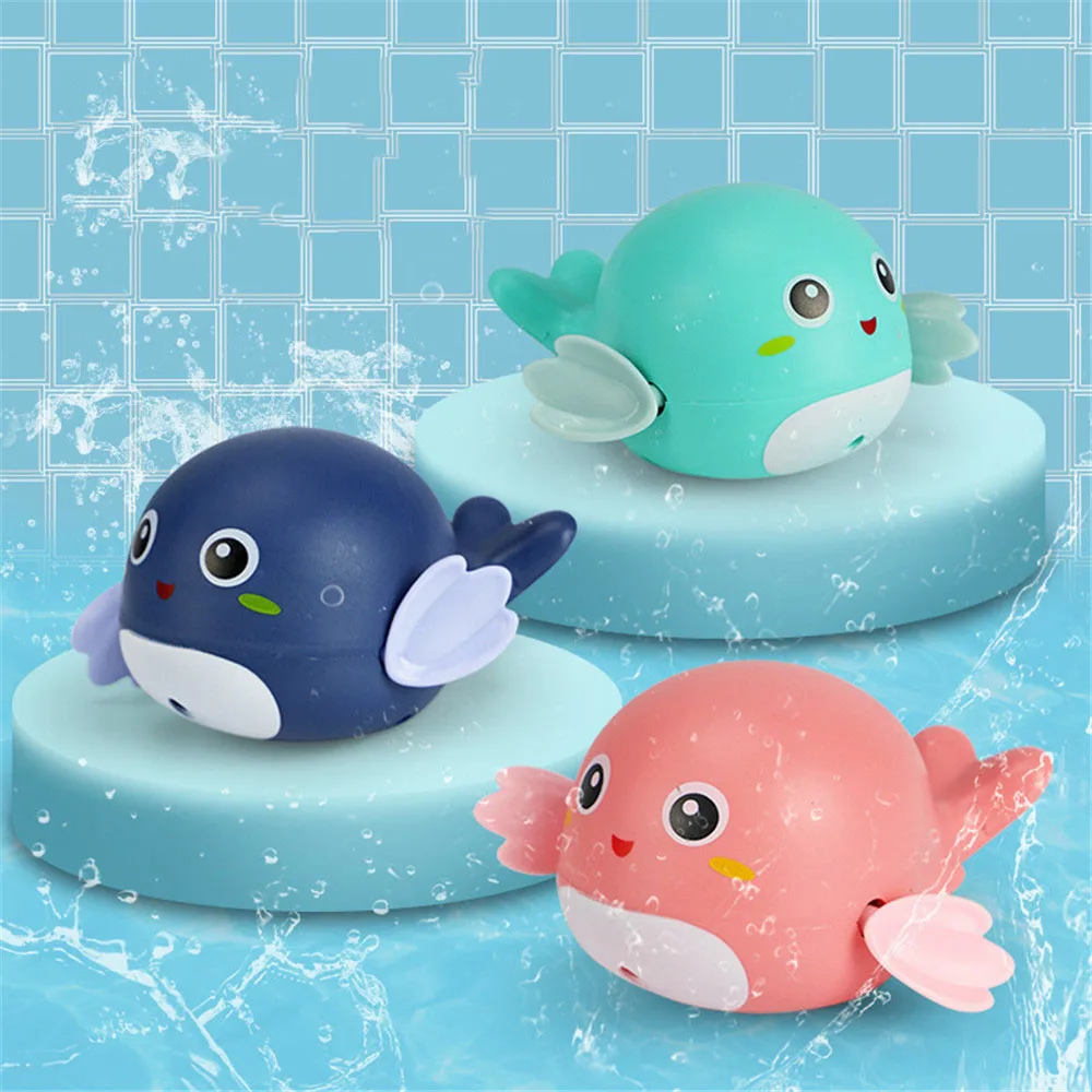 Kids Bath Toys Cartoon Dolphin Clockwork Dabbling Toy Windup Play Water Games For Baby Swimming Beach Bathroom Wind Up Chain