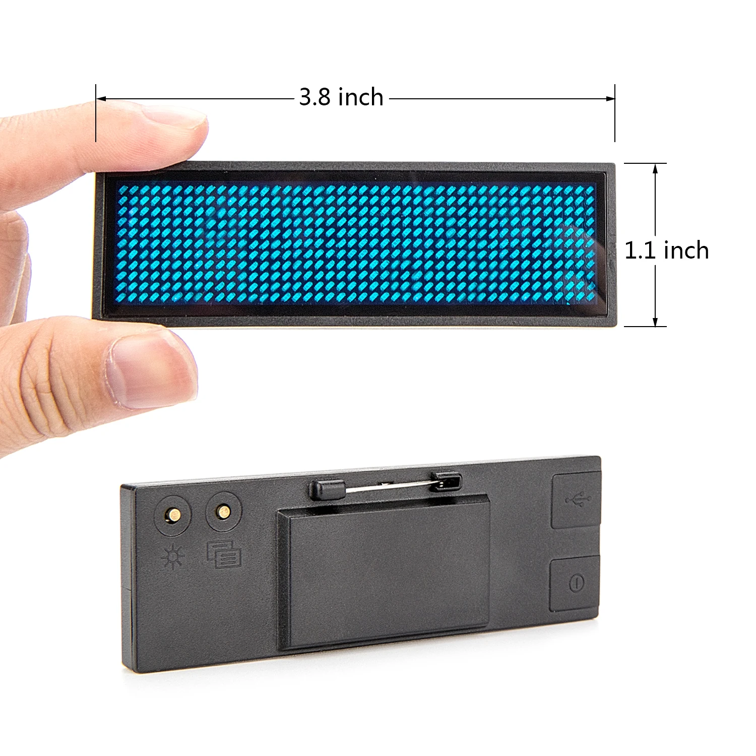 Bluetooth12 * 48 Pixel LED Name Abzeichen Display Magnet und Pin mit USB Programmierung Scrollen Tag Kompatibel Wiederaufladbare Rot/blau