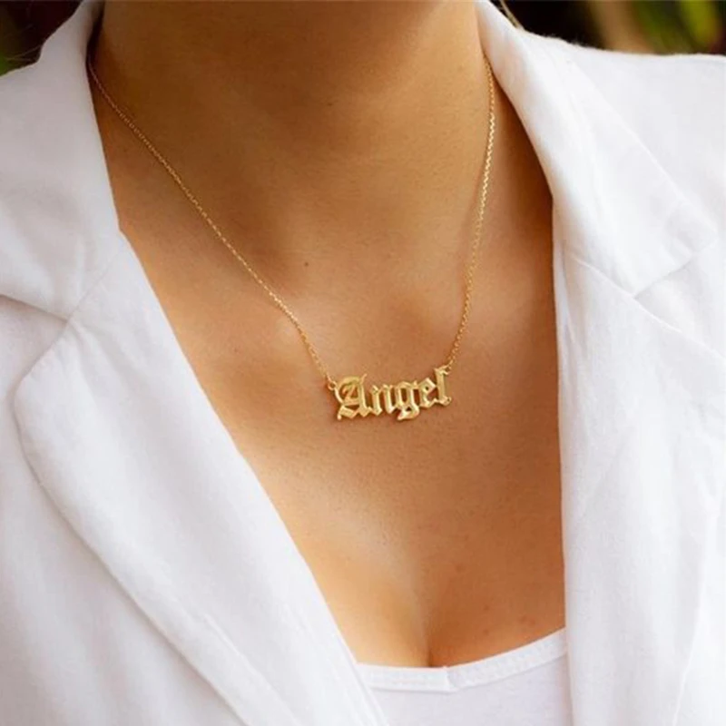 Vnox Personalized Name Necklaces Solid Stainless Steel Choker for Women Fashion Pendant Custom Special Unique Gift