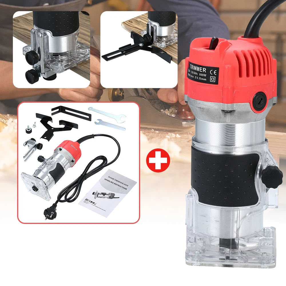 220V 800W Woodworking Electric Trimmer Wood Milling Engraving Slotting Trimming Machine Hand Carving Machine Wood Router Tools