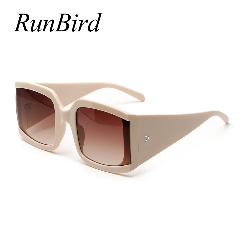 RunBird Beige Black Oversized Sunglasses for Women 2020 Men Big Thick Square Sun Glasses for Women Cheap Hot Selling Uv400 5505