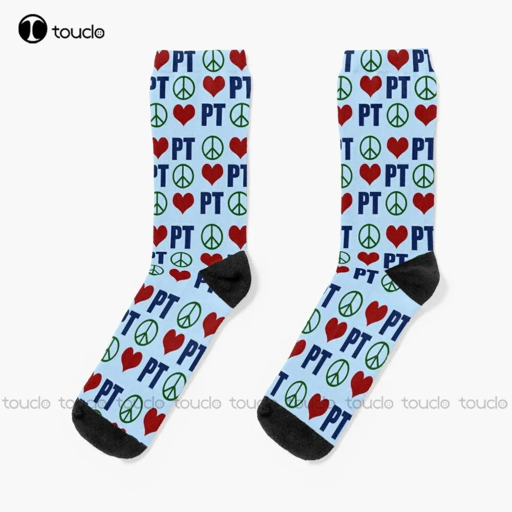 

Peace Love Physical Therapy Peace Love Physical Therapist Socks Black Baseball Socks Personalized Custom 360° Digital Print