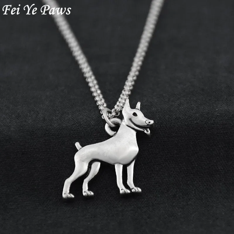 

Vintage Silver Miniature Pinscher Dog Charms Pendant Maxi Necklace for Women Men Jewelry Choker Stainless Steel Chain Necklace