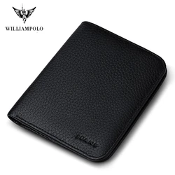 WILLIAMPOLO Man's Wallets Genuine Leather Designer Wallets Famous Brand Small Purse Slim Wallet Card Holder Wallet For Men PL149
