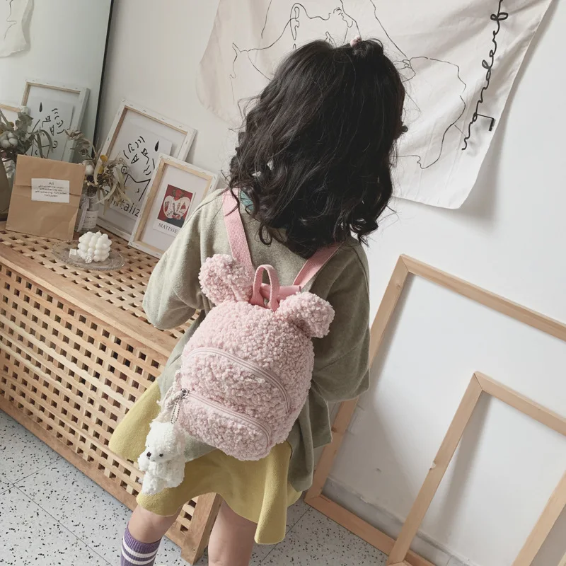 2025 Korean Style Kid\'s Backpack Children\'s Plush Student Backpack  Simple Shoulder Bag Plush Rabbit Bag Tide Child Girl Purse