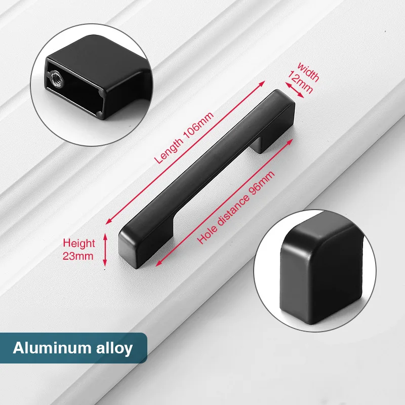 NAIERDI Schwarze Schrankgriffe, langer Möbelgriff, amerikanischer Stil, Küchenschrankgriffe, Schubladenknöpfe, Hardware