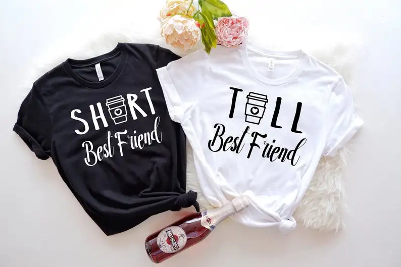 Sugarbaby New Arrival Tall Best Friend Short Best Friend Best Friend gift Matching Tees bff t shirts Short Sleeve Clothing